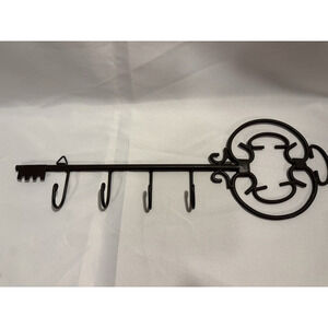 19 "L Vintage Wall Key Holder Metal 4 Key Hooks , Key Shape Hanging Key Rack